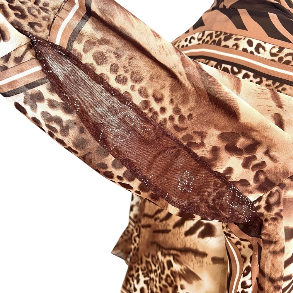 Elementz Sheer Leopard Print Duster Cardigan Rhin… - image 4